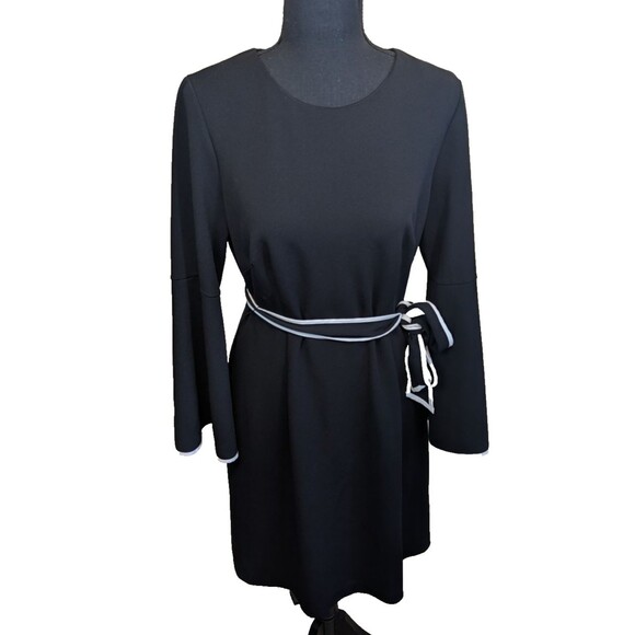 Adrianna Papell Mini Dress Black Long Sleeve Classic Casual Office US Size 6 - Picture 1 of 11